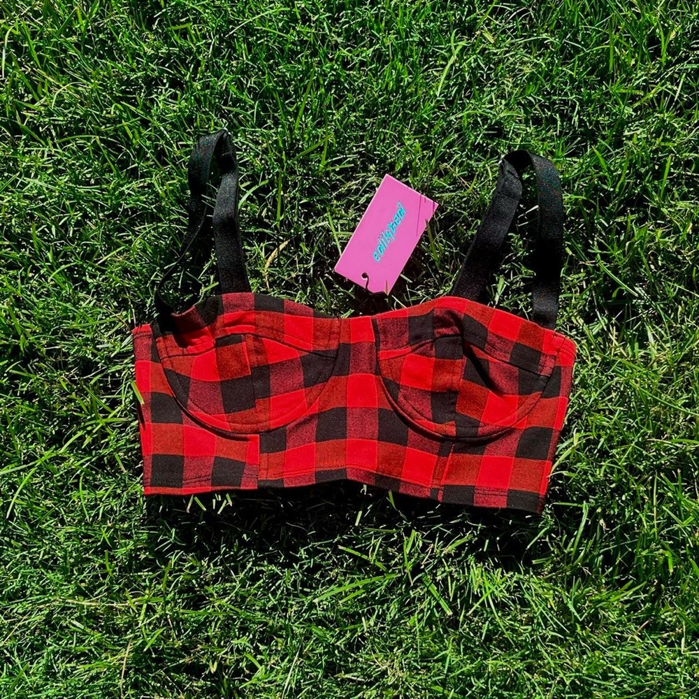 Edikted Plaid Crop Top NEVER worn with tags still on